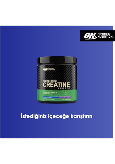 Kreatin Monohidrat Blue Raspberry Aromalı 247.5 G 55 Servis Kas Gücü Ve Desteği Tropikal Meyveli