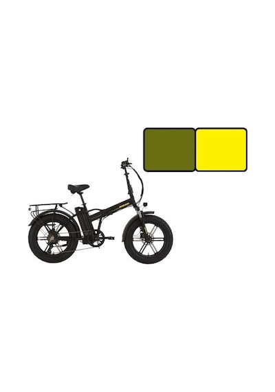 Bisan E-folding Gaz Kollu F4 Elektrikli Katlanır Bisiklet 43cm Md 20 Jant 7 Vites Haki Sarı Çok Renkli
