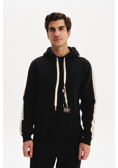 AR-MA Arma Erkek Kapüşonlu Sweatshirt Regular Fit, 3 İplik Şardonlu, Kanguru Cepli, Basic Örme K30254629002 Siyah