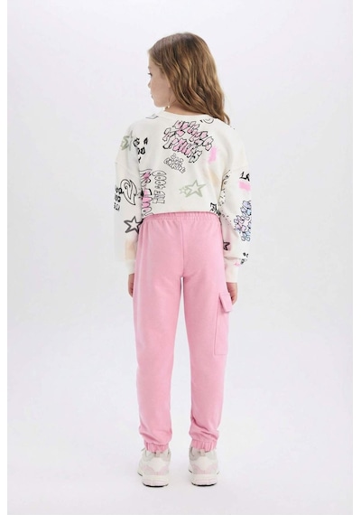 DeFacto Kız Çocuk Kargo Cepli Beli Paçası Lastikli Jogger Eşofman Altı D2872A824WNPN445 Pembe