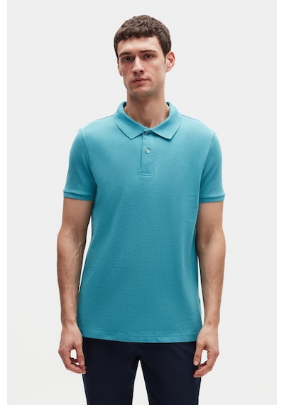 D's Damat Ds Damat Regular Fit Turkuaz %100 Pamuklu Uzun Ömürlü Kıvrılmaz Polo Yaka Nakışlı T-shirt 4hc14ort51000 U01