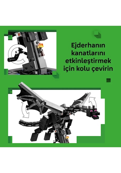 LEGO® Minecraft® Ender Ejderhası 21595 – 10 Yaş ve Üzeri Çocuklar için Oyun İçi Eşya İçeren Oyuncak Yapım Seti (710 Parça)