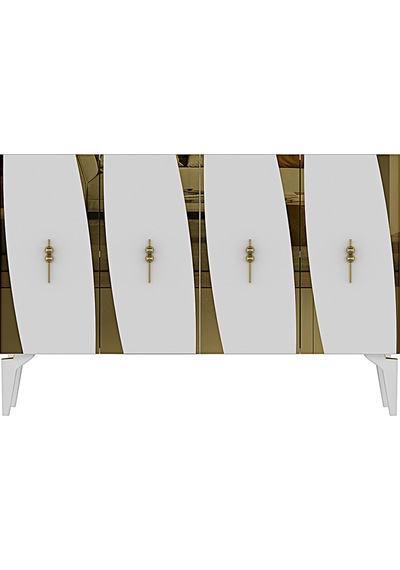 Ka1213bg Elips Konsol Ve Tv Sehpası Beyaz-gold 120cm