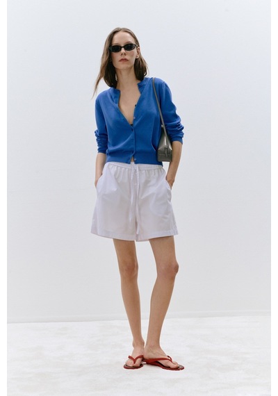 Suud Collection Beyaz Klara Yıkamalı Poplin Şort