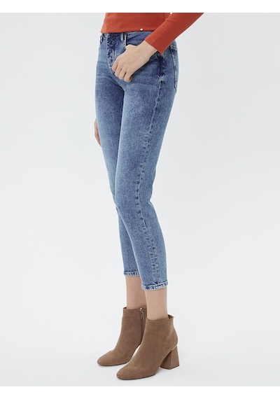 Boyfriend Slim Fit Kadın Pantolon Mavi