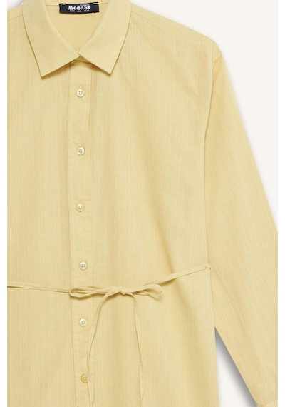 Defacto Regular Fit Poplin Bağlamalı Uzun Kollu Gömlek Tunik D4160ax25smkh520 Haki