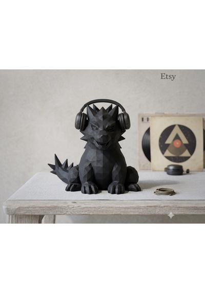 Happy3dworld Geometrik Ejderha Kulaklık Standı, 3d Baskı Heykel Gaming Aksesuarı