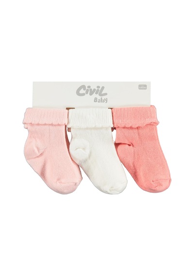 Civil Baby Kıvrık Basic 3'lü 6-18 Ay Bebek Kız Çorap Set Standart
