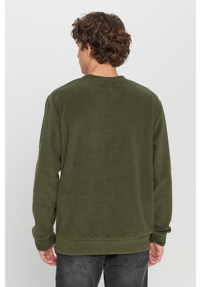 AC&Co / Altınyıldız Classics Erkek Hakı Standart Fit Normal Kesim Bisiklet Yaka Sweatshirt Polar Haki
