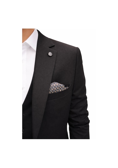 Erkek 3 Parça Slim Fit Takım Elbise Klasik Likralı Kumaş, Tek Düğme, Çift Yırtmaçlı Modern Kesim Ceket Yelek Pantolon Siyah