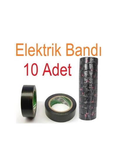 10 Adet - Elektrik Bandı Siyah - İzole Pvc Elektrik Bandı Bant N11.6