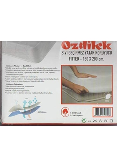 Özdilek 160x200 Fitted Sıvı Geçirmez Çift Kişilik Alez Yatak Koruyucu - -- - -