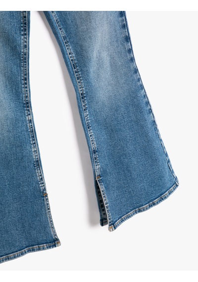Koton Bol Paça Kot Pantolon Pamuklu - Wide Leg Jean Orta İndigo 4wkg40013ad İndigo