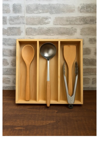 30x35 Cm Ahşap Kaşıklık Çekmece İçi Kepçe Maşa Ve Servis Gereçleri Düzenleyici Organizer