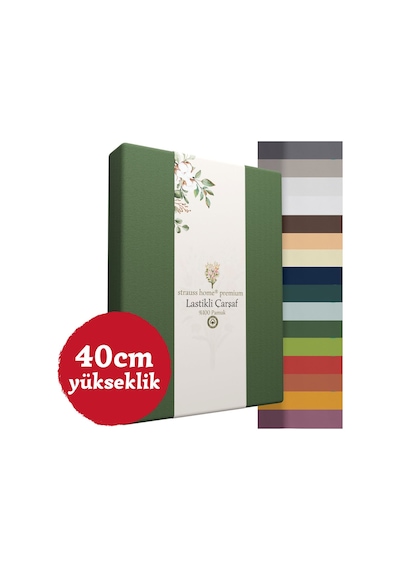 Home Premium Lastikli Çarşaf Yüksek Yataklara Özel 40cm Yükseklik Penye %100 Pamuk 150gr/m2 Oeko Tex Haki