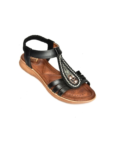 Fox Shoes S258013709 Siyah Alçak Tabanlı Kadın Sandalet Siyah