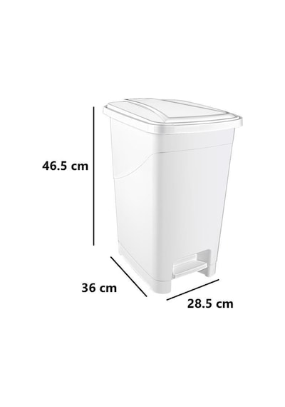 Omnipazar Srl-3029 Slim Pedallı Plastik Çöp Kovası İç Kovalı 25 Lt Beyaz