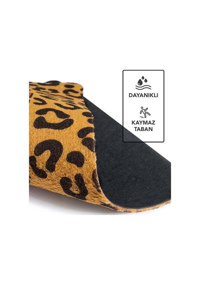 Cocojoy Pj010a Leopar My Home Desenli Kalın Kaymaz Taban Nem Alıcı Şık Tasarım Kapı Önü Paspası Renklı