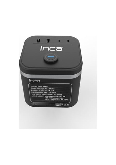 Inca Ipw-47sy 3port 2x Usb+2x Type-c Led Tuşlu Duvar Priz-siyah Isıya Karşı Dayanıklı Kaliteli Malzeme Çocuk Koruma Özelliği Usb Giriş 220v-250v Güç Max. 3680 W