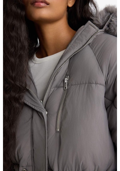 Defacto Su Geçirmez Regular Fit Kapüşonlu Fermuarlı Parka F2965ax25wngr490 Gri-gr490