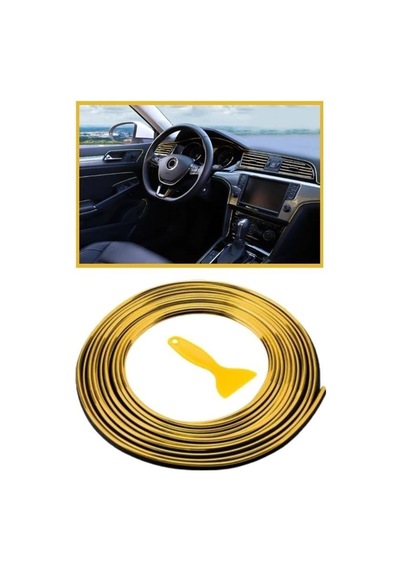 Buffer Gold Araba Oto Trim Dekorasyon Şeridi Kauçuk Elastik Kolay Kurulum 5 Metre Şerit Bant