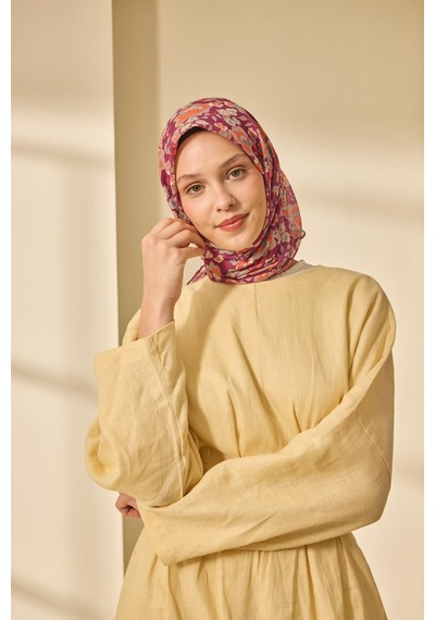 Silk Home Soft Eşarp 73090-07 Sinyal Mor, Turuncu, Turkuaz, Vizon ,taş