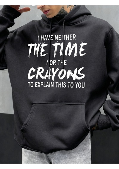 Startmore Startmorekomik Desenli Sonbahar Erkek Kapüşonlu Cepli Sweatshirt Günlük Polar Yumuşak Kazak Hip Hop Kı Antrasit