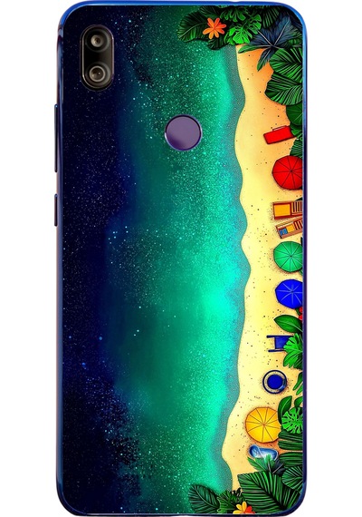Redmi Note 7 Uyumlu Tatil Kumsal Gecesi Baskılı Silikon Kılıf Renkli
