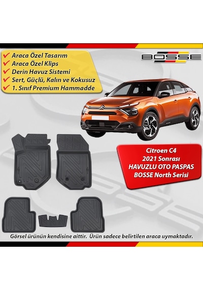 Citroen C4 Paspas Araca Özel 2021 2025 Derin Havuzlu Bosse North Serisi