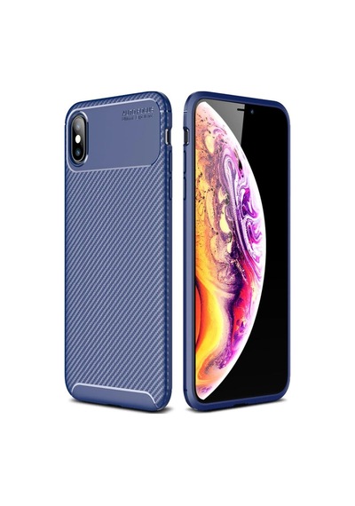 Apple iPhone Uyumlu,  Xs Max Kılıf Auto Focus Karbon Kapak - Lacivert