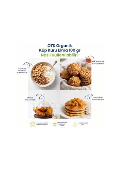 Ots Organik Organik Kuru Küp Elma 100 G