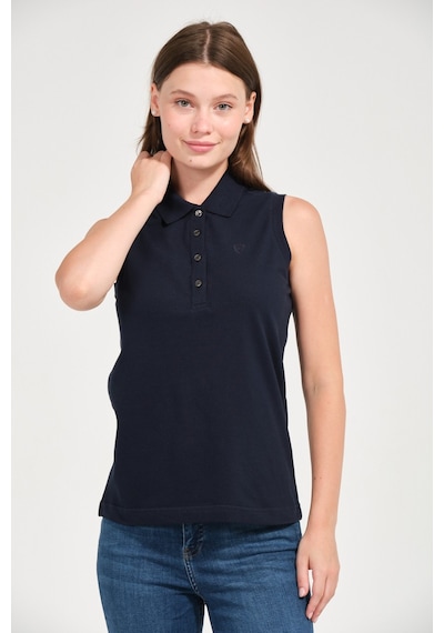 Kadın Regular Fit Kolsuz Polo Lacivert