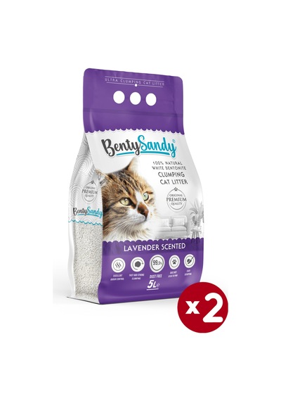 Benty Sandy Lavanta Kokulu İnce Topaklaşan Bentonit Kedi Kumu 2 x 5 L