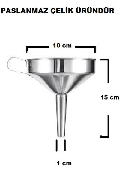 Paslanmaz Çelik Mazot Hunisi Metal Yağ Hunisi Metal Reçel Hunisi 20 Cm N11.6