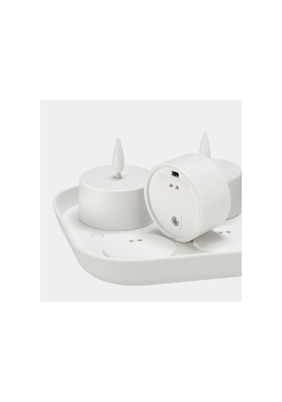 Led'li Tealight Mum, Beyaz, Şarj Tepsili Diğer
