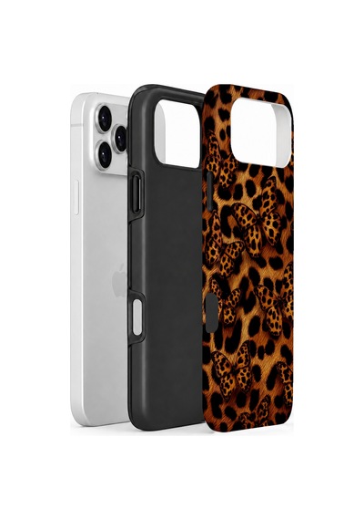 Velvoria Valestra Kelebekli Leopar Apple iPhone Uyumlu 17 Pro Darbe Korumalı Kılıf Valestra Select - Kelebekli Leopar
