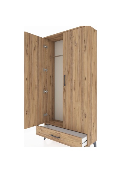 Arges Dolap Tek Raflı Tek Çekmeceli Tek Askılı 88x30x182 Çam-çam Çam