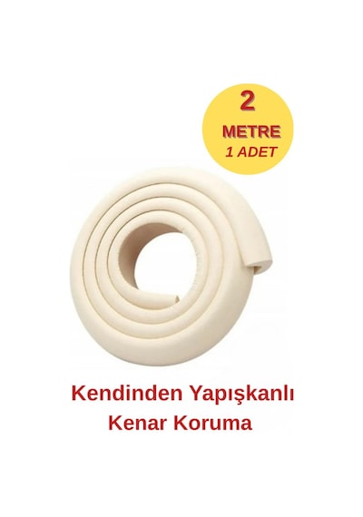 2 Metre 1 Adet Fildişi-krem Yumuşak Kauçuk Koruma Bebek Odası Mobilya Kenar Köşe Koruma Darbe Emici