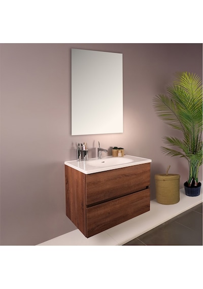 Kobos Simple 80 Cm Çekmeceli Banyo Dolabı Seti Miling Oak Ahşap Kobos Simple 80 Cm Çekmeceli Banyo Dolabı Seti Miling Oak Ahşap
