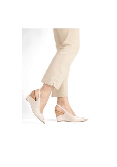 Asmi Shoes Kadın Feta Bej 7 Cm Topuklu Arkası Açık Ayakkabı