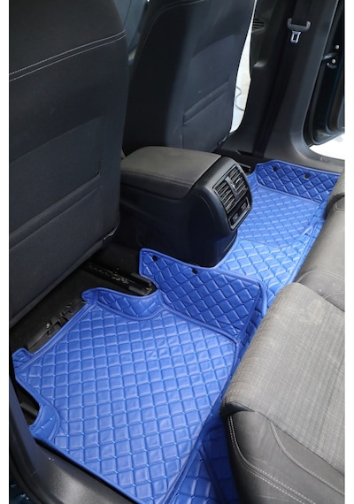 Fıat Doblo Geniş Aile 2012-2023 Özel Mavi Renk 8d Diamond Premium Kaymaz Deri Oto Paspas