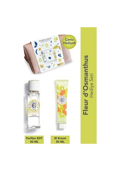 Fleur D'osmanthus Çiçeksi-meyvemsi Kadın Parfüm Ve El Kremi 30ml Pembe Makyaj Çantalı Hediye Set Diğer