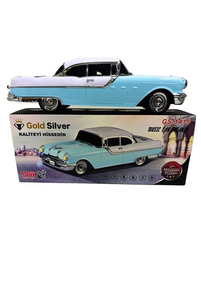 Gold Silver Gs-1415 10w Nostaljik Klasik Araba Tasarımlı Şarjlı Bluetooth Hoparlör Mavi-beyaz - Fm Radyo Usb Sd Aux