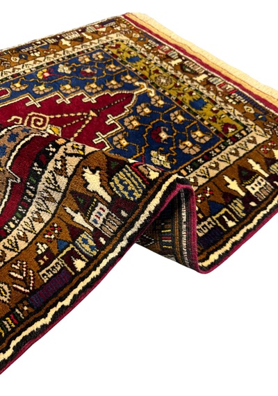 El Dokuma Sıfır Yahyalı Halısı Seccade 80x120 Kök Boya %100 Yün Namazlık Kırmızı