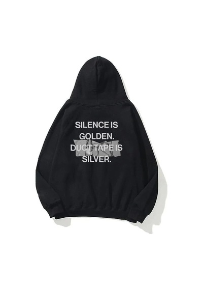 Startmore Unisex Duct Tape Sweatshirt Hoodie Siyah Siyah