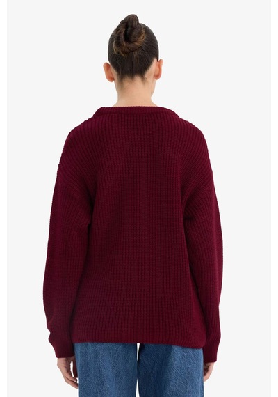Defacto Regular Fit Bisiklet Yaka Selanik Kumaş Triko Kazak H6905az25wnbr196 Bordo-br196 Defacto Regular Fit Bisiklet Yaka Selanik Kumaş Triko Kazak H6905az25wnbr196 Bordo-br196