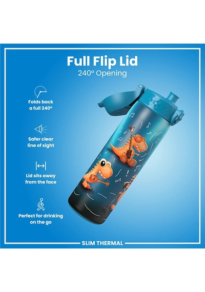 Ion8 - İnce Su Termosu - Dinozor Grubu - 500 Ml - Sızdırmaz Çok Renkli