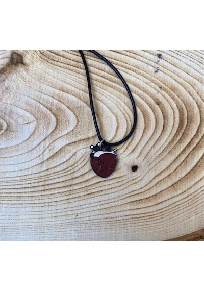 Heart Kalp Kolye Unisex Suni Deri İpli Kolye PYTKKOLYE193 Gümüş