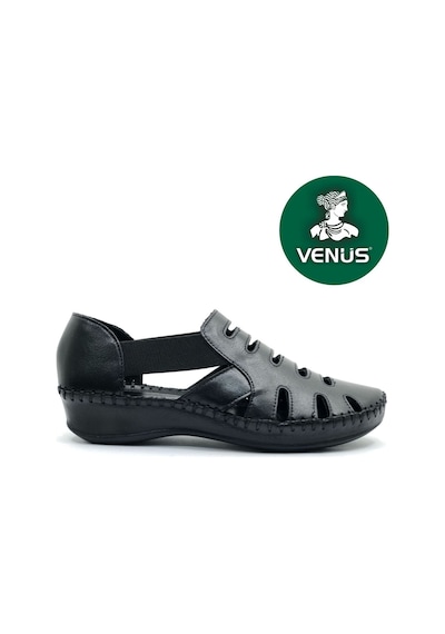Venüs Malin Hakiki Deri Comfort Ortopedik Kadın Sandalet Siyah
