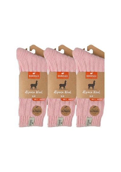 Kadın Alpaka Yün Çorap 3 Lü Paket Pembe